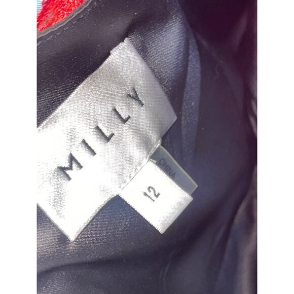 Milly’s Scottie Floral Mesh Lace Embroidered Mini Dress Size 12 Red Black - Picture 6 of 7